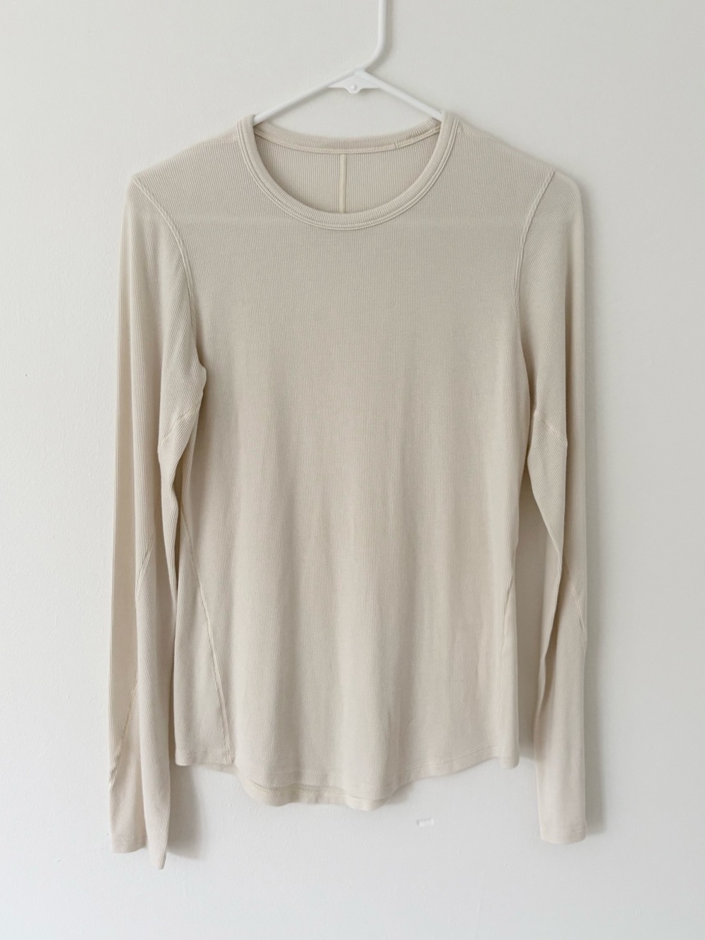 Lululemon Natural Ivory Hold Tight Ribbed Long Sleeve Modal Shirt Size 6 - Picture 6 of 11